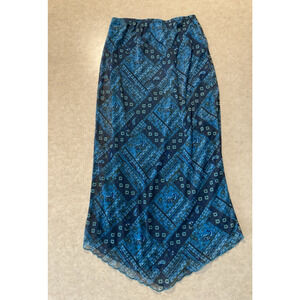 Girl's Size 14/16 Maxi Skirt Paisley Vintage Sheer with Lining Blues Greens